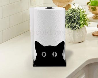 Cat Paper Towel Holder: Sturdy Metal Kitchen Decor - Choose Color or DIY