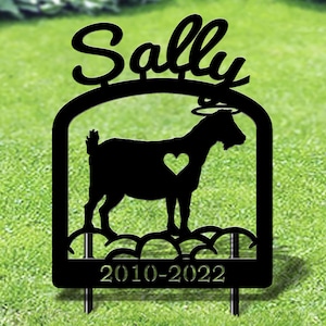Goat Without Horns Personalized Upright 16in W Metal Pet Memorial