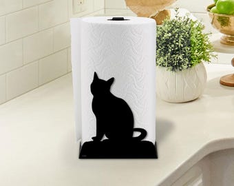 Content Kitty Paper Towel Holder: Cat Kitchen Decor, Choose Color or DIY Paint