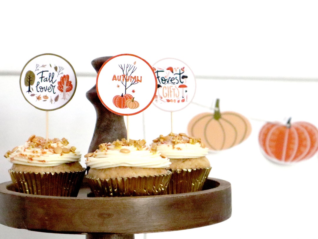 COZY FALL CUPCAKE Topper Printable Autumn Fall Cupcake Etsy