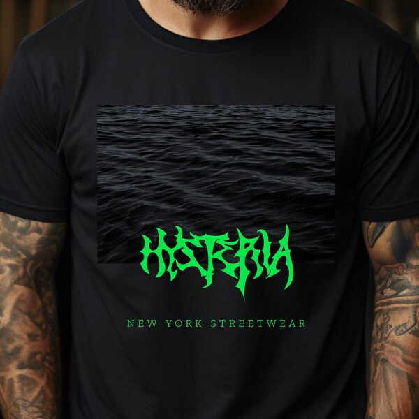 Hysteria Urban Streetwear, water, graphic shirt, gift, lake, teenager, unique, artistic, photograph, Cool shirt, Ocean, dark shirt