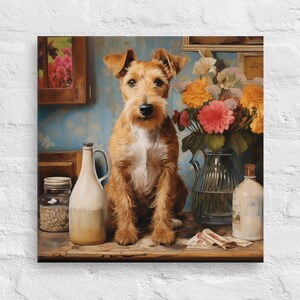 Wire Fox Terrier Stretched Canvas Print Ready to Hang | Dog Art | Pet Parent Gift | Home Decor