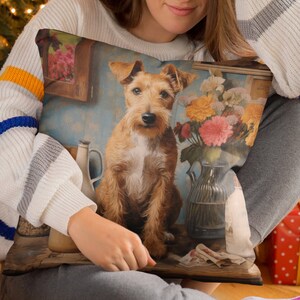 Wire Fox Terrier Throw Pillow and Insert | House Warming Gift | 18x18 Inches