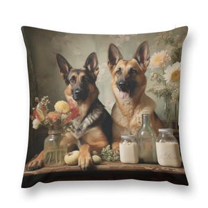 German Shepard Teatime with Dogs | Decorative Pillow | Throw Pillow | Home Decor | Pillowcase Only