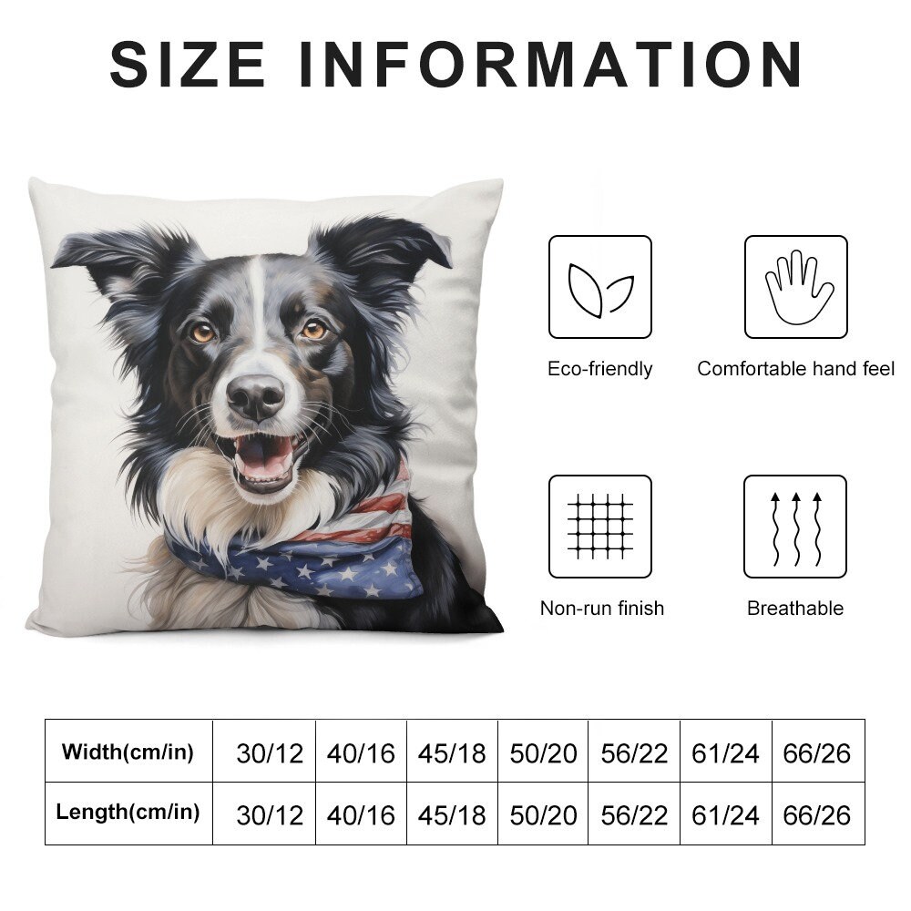 Border Collie Watercolor Art Fourth of July Patriotic Dog