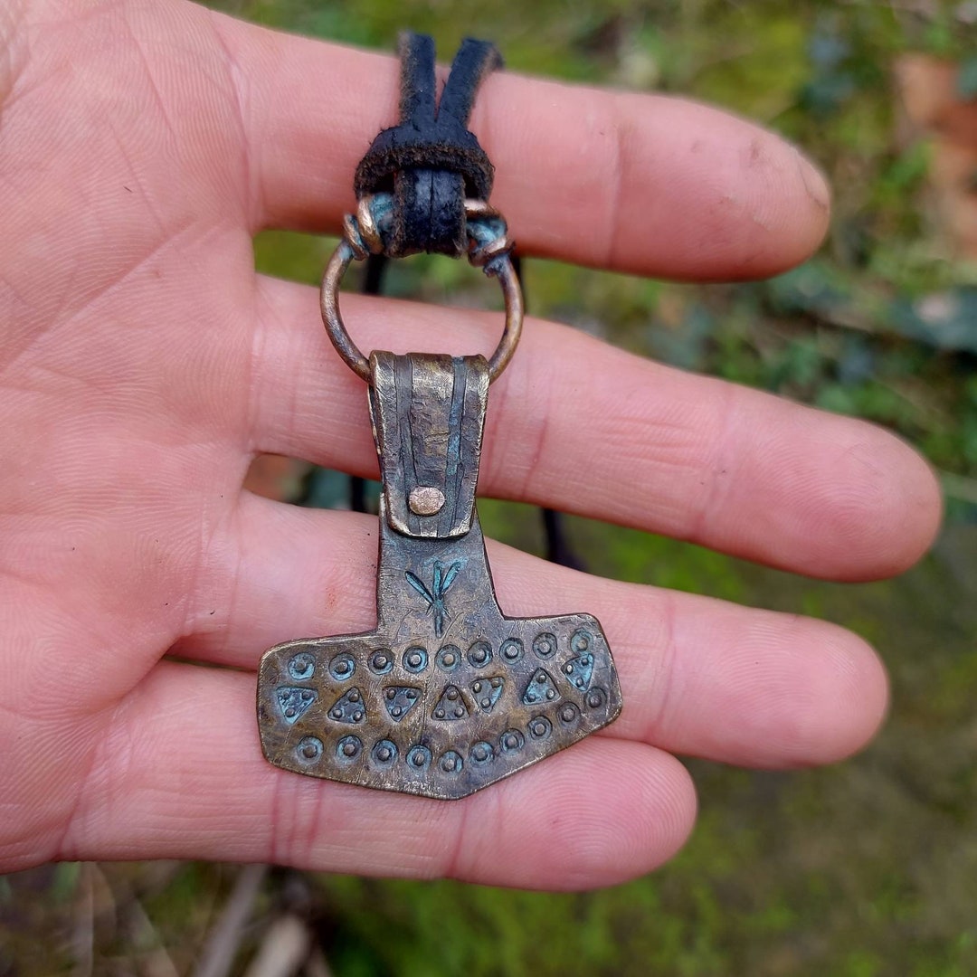 Hand Made Mjolnir Brass Viking Pendant Thors Hammer Mjölnir Etsy