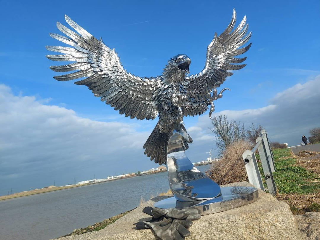 Stainless Steel Eagle Sculpture Large Eagle Sculpture Etsy