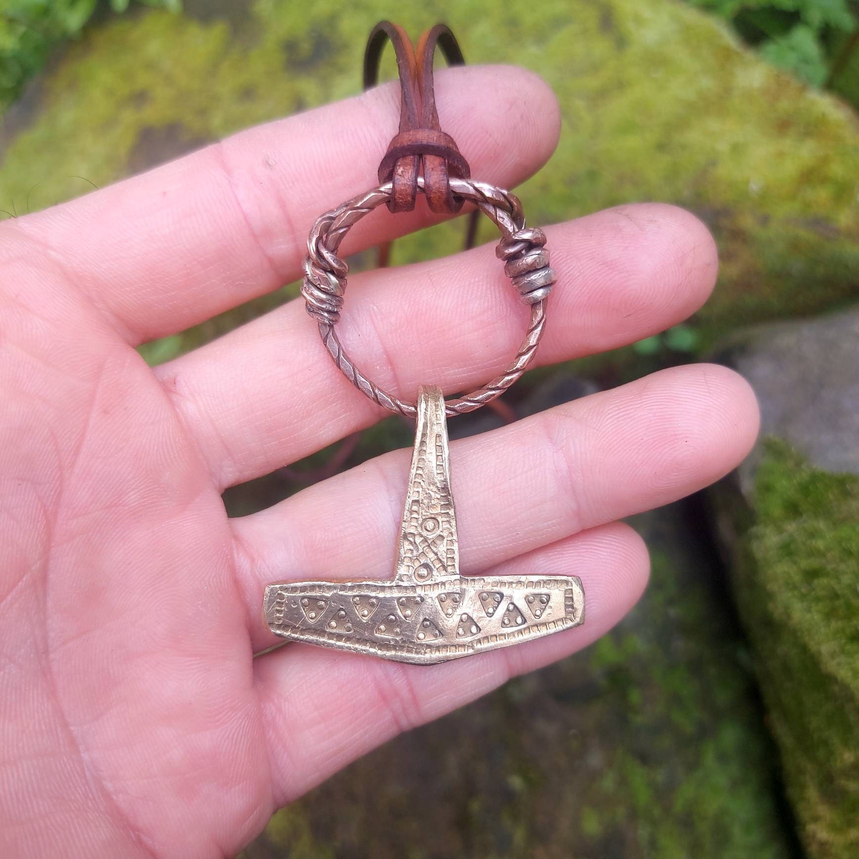 Hand Viking God Thor Hammer Mjolnir in Shiny Brass Etsy