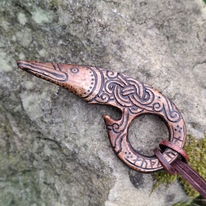 Viking Carved  Raven Antler Bowstring Release Ring Pendant, Immense Wealth runes Pagan Heathen Amulet