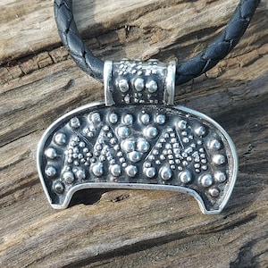 Hand made patinated Sterling silver viking lunula pendant