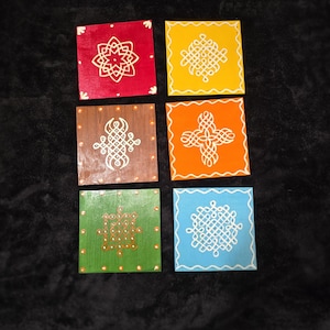 Mini Kolam Wooden Pooja Peetam 5x5inch and perfect for all festive season and great for small diya hold and gifting