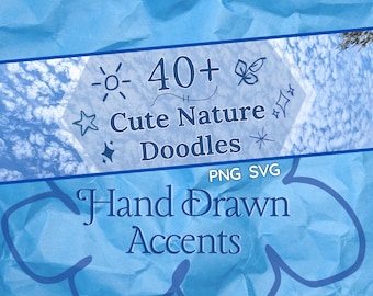 Whimsy minimalistische lijntekeningen doodles png SVG | Cute Nature Aesthetic, handgetekende illustraties voor commercieel gebruik. Tekstelementen emoji-pictogram
