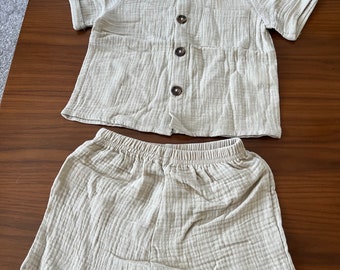 linen shirts set age 2-3 beige