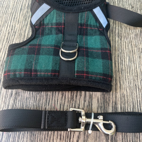 Manteau petit chien en cachemire, col Tartan