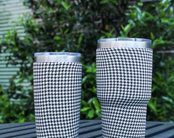 Personalized Yeti Tumbler Sleeve/cover for 20oz or 30oz// Covers Yeti, RTIC,  Ozark Trail, and Magellan Tumblers/cups // Houndstooth 