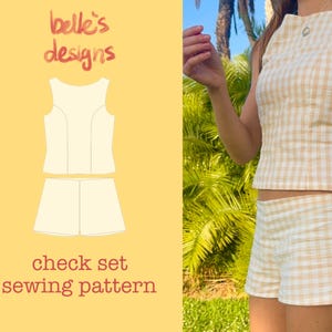 Check Set Top and Mini Short Sewing Pattern Digital PDF Download Size X-Small - Large