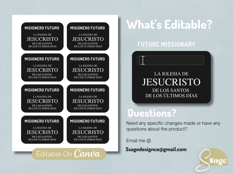 Spanish Missionary Tag Missionary Name Tag PDF LDS - Etsy