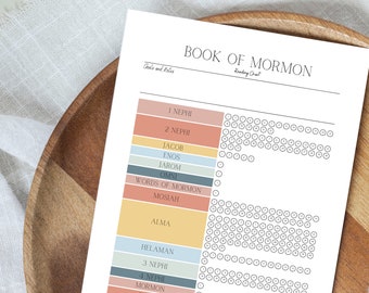 Book of Mormon Reading Chart | LDS BofM Tracker | LDS Reading Guide | Scripture Study Planner LDS | Book of Mormon Family Study |