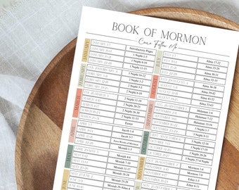 Come Follow Me Book of Mormon Reading Schedule | Come Follow Me 2024 | Come Follow Me | LDS BofM Come Follow Me Reading Chart |