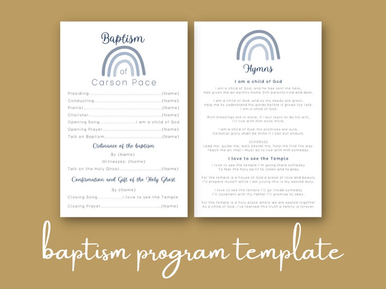 LDS Baptism Program Template Easy Baptism Template LDS Etsy LDS Baptism Program Template Easy Baptism Template LDS Etsy