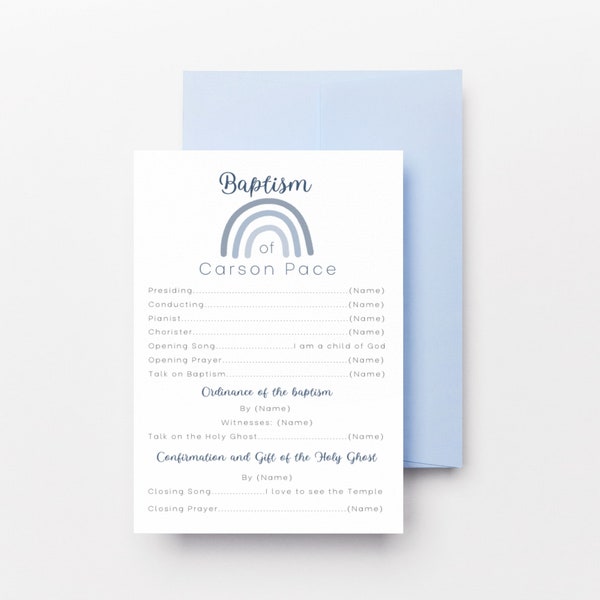 LDS Baptism Program Template | Easy Baptism Template | LDS Baptism Program Download | Customizable Baptism Program | LDS Rainbow Baptism