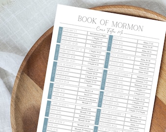 Come Follow Me Book of Mormon Reading Schedule | Come Follow Me 2024 | Come Follow Me | LDS BofM Come Follow Me Reading Chart |