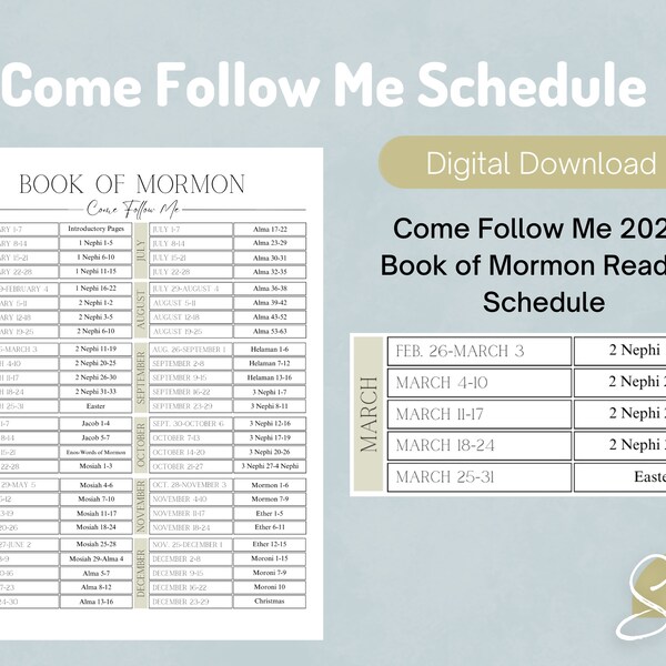Come Follow Me 2024 Reading Chart Etsy