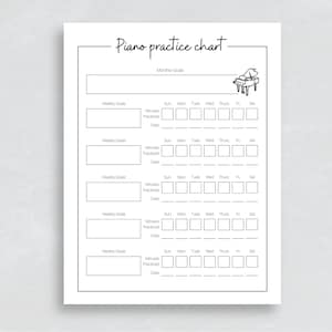 Övningstabell för piano | Pianoövning för barn | Pianolärare | Pianolektioner för barn | Pianologg | Notövningstabell | Utskrivbart piano |