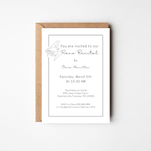 Piano Recital Editable Template Download | Music Recital Invitation Template | Simple Piano Recital Invitation | Piano Teacher Help |