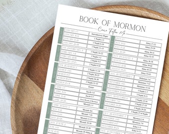 Come Follow Me Book of Mormon Reading Schedule | Come Follow Me 2024 | Come Follow Me | LDS BofM Come Follow Me Reading Chart |