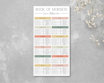 Come Follow Me Book of Mormon Reading Schedule Handout| Come Follow Me 2024 | Come Follow Me | LDS BofM Come Follow Me Reading Chart |
