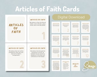 Articles of Faith Cards | Primary Children Lesson | LDS Primary Kids | Activity Days LDS | LDS Baptism Gift | Baptism Preparation |