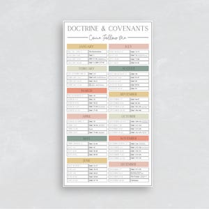 Handout Come Follow Me D&C Reading Schedule | Come Follow Me 2025 | Come Follow Me | LDS Doctrine and Covenants Come Follow Me Reading Chart