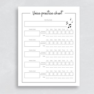 Voice Practice Chart | Singing Practice for Kids | Voice Teacher | Singing Lessons Kids | Voice Log | Music Practice Chart | Printable Voice