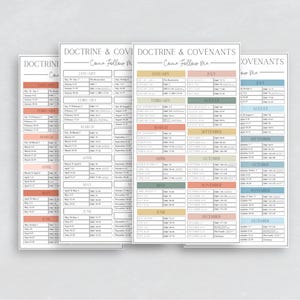 Handout Come Follow Me D&C Reading Schedule | Come Follow Me 2025 | Come Follow Me | LDS Doctrine and Covenants Come Follow Me Reading Chart