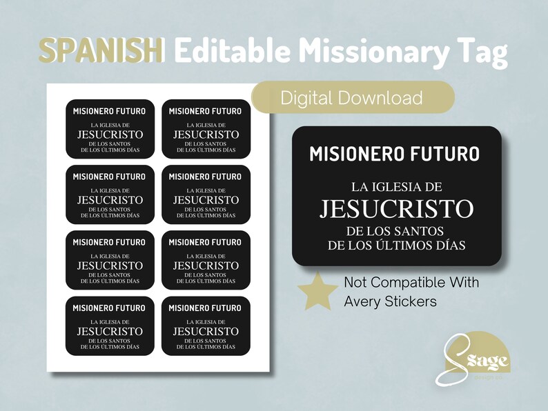 Spanish Missionary Tag Missionary Name Tag PDF LDS Missionary Kids ...