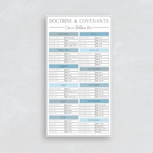 Handout Come Follow Me D&C Reading Schedule | Come Follow Me 2025 | Come Follow Me | LDS Doctrine and Covenants Come Follow Me Reading Chart