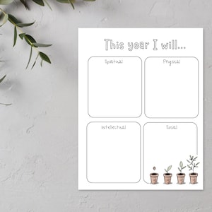 2024 Goals Kids and Youth | Handout | Spiritual Intellectual Physical Social Goals | Vision Board | Goals Worksheet | New Year 2024 Family