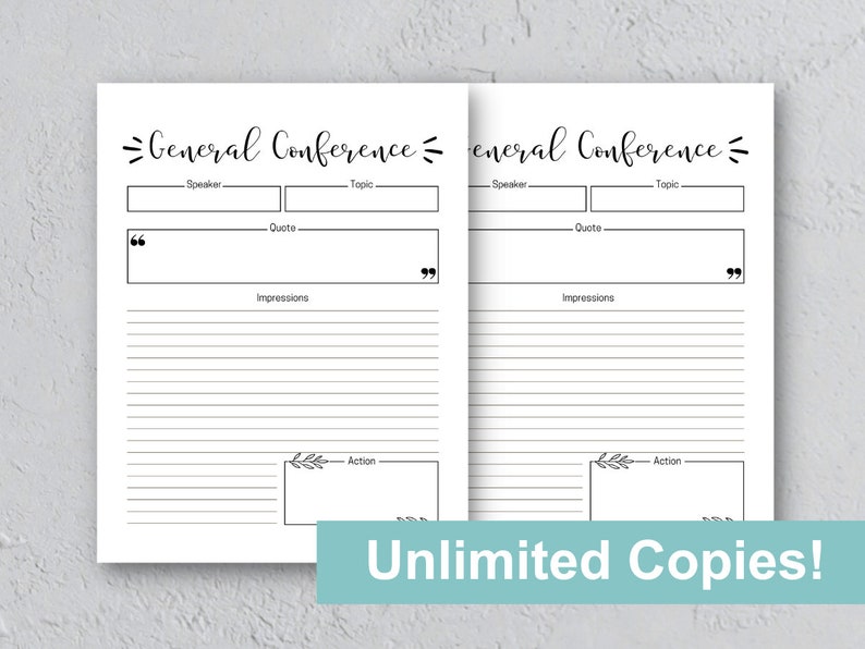 General Conference Note Taking Instant Download LDS General Conference