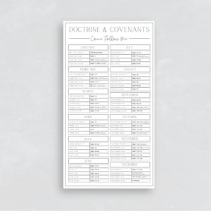 Handout Come Follow Me D&C Reading Schedule | Come Follow Me 2025 | Come Follow Me | LDS Doctrine and Covenants Come Follow Me Reading Chart