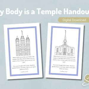 Your Body is a Temple | LDS Primary Handout | LDS Temple Kids | My Body is a Temple Come Follow Me Primary | 1 Corinthians 6:19-20 | Digital