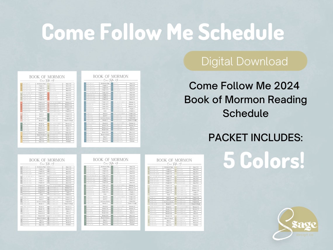 Come Follow Me Book of Mormon Reading Schedule Packet Come Follow Me