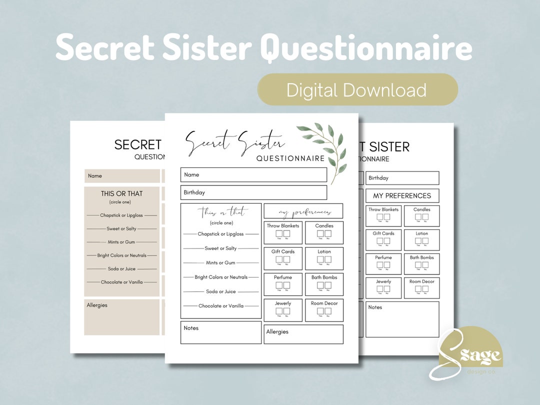 Secret Sister Girls Camp Questionnaire | YW Girls Camp | YW Activity ...