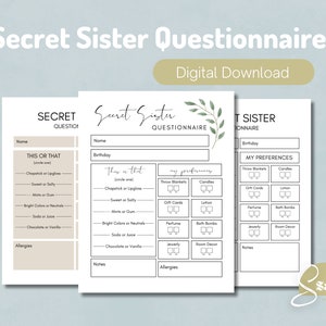 Secret Sister Girls Camp Questionnaire | YW Girls Camp | YW Activity | LDS Girls Camp | Secret Sister Printable Survey | Young Women Camp |