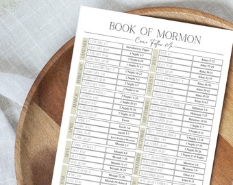 Come Follow Me Book of Mormon Reading Schedule | Come Follow Me 2024 | Come Follow Me | LDS BofM Come Follow Me Reading Chart |