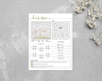 Easter Activity Page Digital Download | Easter Christian Worksheet | Easter Puzzles Kids | Easter Riddles and Games | Easter Activity Kids |