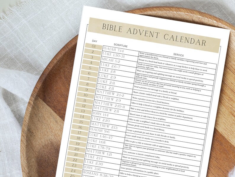 Christmas Advent Calendar Bible Verse Christmas Spirit Etsy