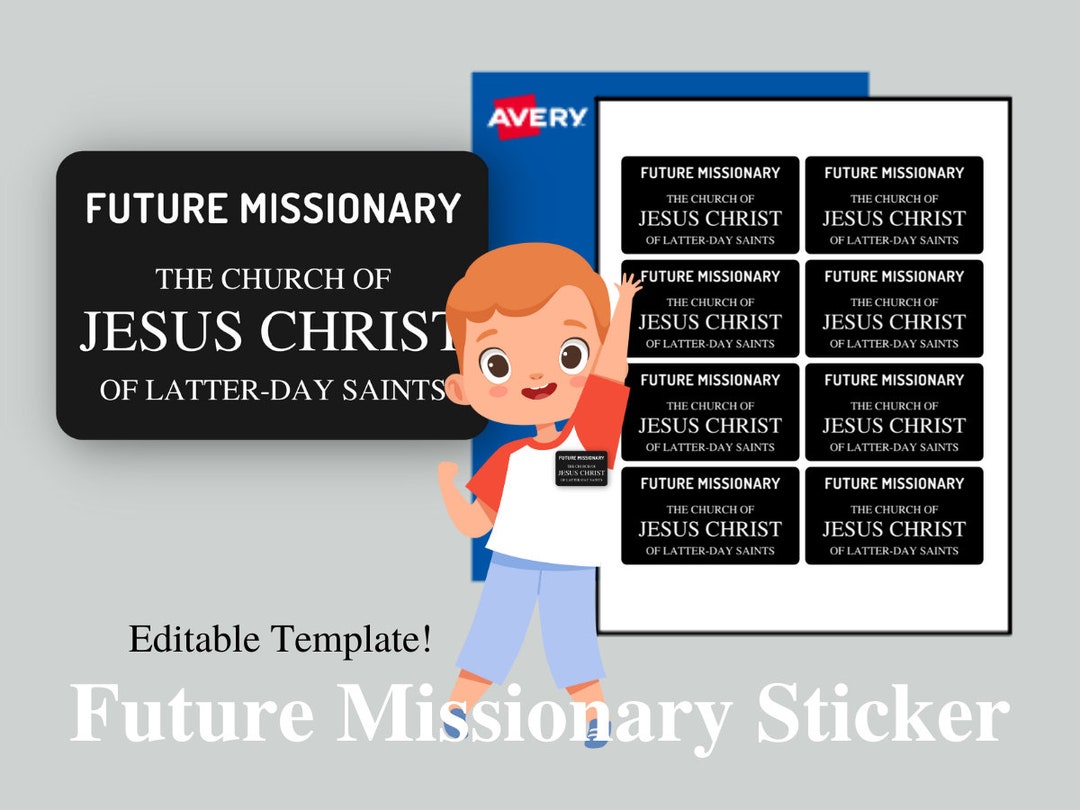 LDS Missionary Tag Editable Avery Sticker Missionary Name - Etsy