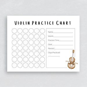 Violin Practice Chart | Violin Practice for Kids | Violin Teacher | Violin Lessons Kids | Violin Log | Learn Violin | Printable Violin |