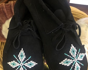 Handmade Traditional *Ancient Burst* Moccasins - Cowhide Leather
